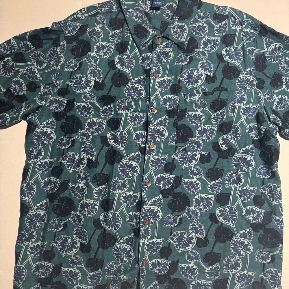 VTG High Sierra Leaf Patterned SS Button Down Dress Shirt, Men's Large #1137‎